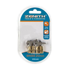 Zenith Brass Padlock 20mm - Key-alike set of 2's